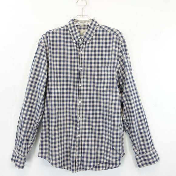 J Crew Shirt Mens Large Cotton Casual Button Up Check Blue Dress Classic - Picture 3 of 9